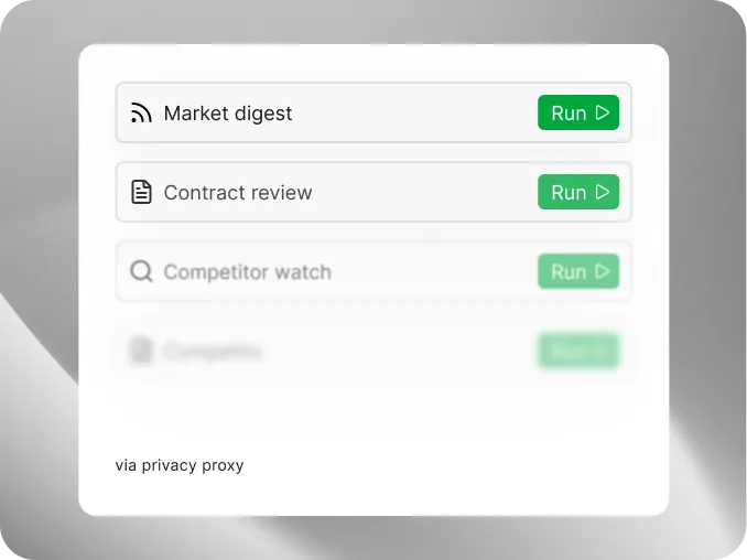 List of shared agents with run buttons